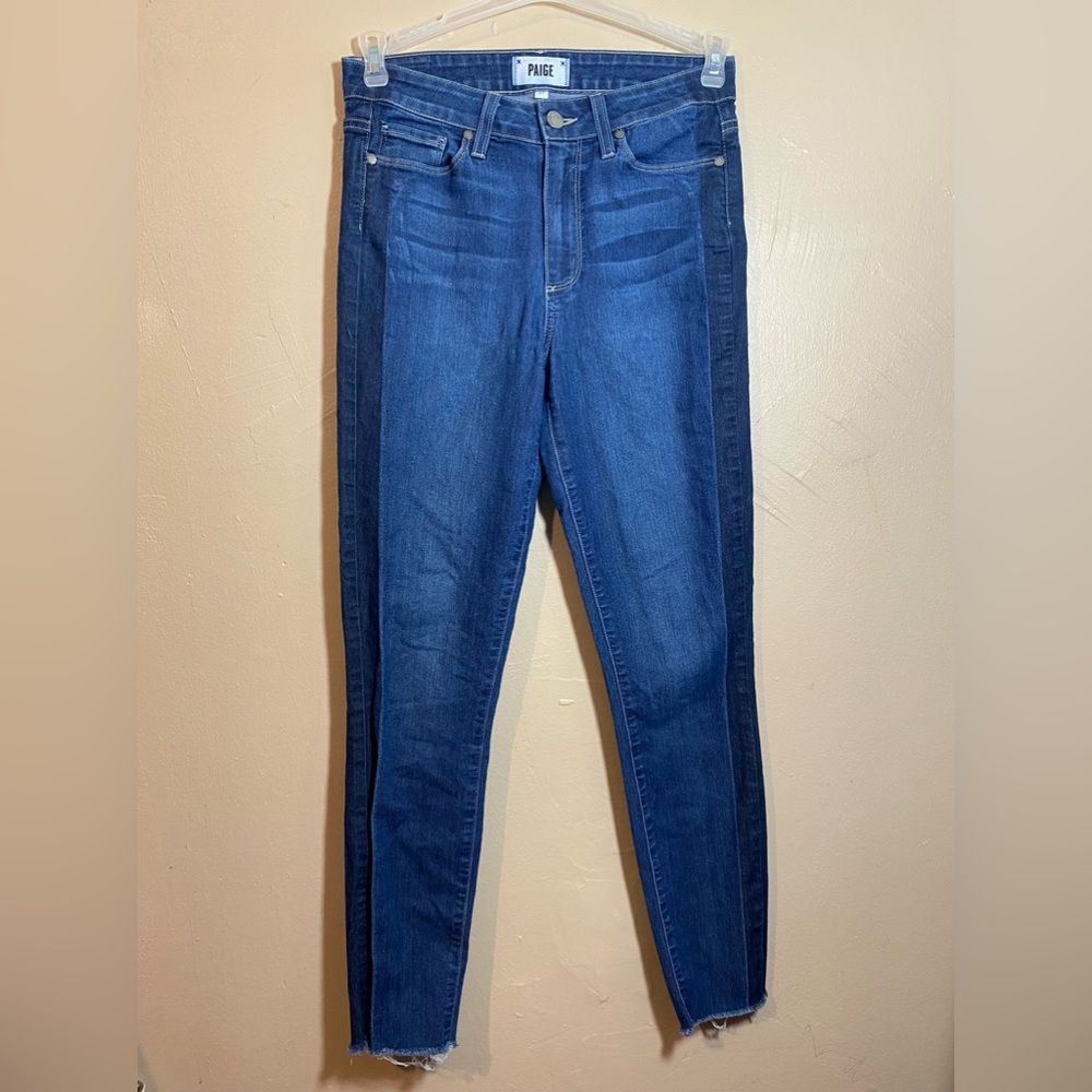Paige Hoxton Frayed Ankle Women Skinny Jeans Sz 27 Dk Wash